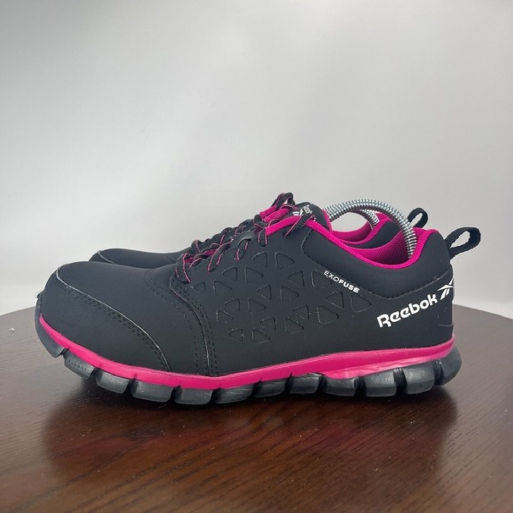 Reebok Sublite Shoes Women's 8.5M Black Cushion Work  lace Up Sneakers F2413-18‎